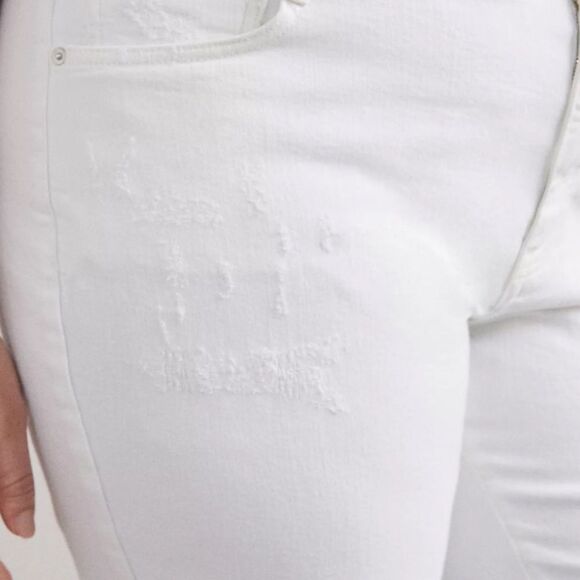 Anthropologie Pilcro Distressed Frayed Hem White Denim Jeans - Picture 6 of 16